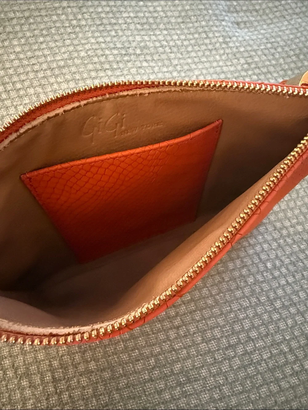 GiGi New York Uber Clutch Orange Python-Texture w/ Tassel